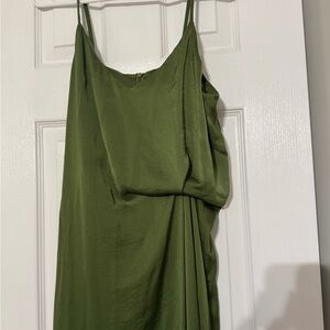 Lucy Paris Strapless Side Ruche Olive Green Dress